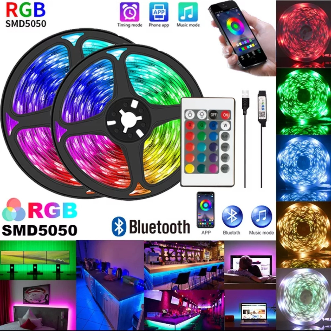 Светодиодная лента USB многоцветная RGB 5 м c пультом, управление с телефона  (ID#1857963534), цена: 199 ?, купить на Prom.ua