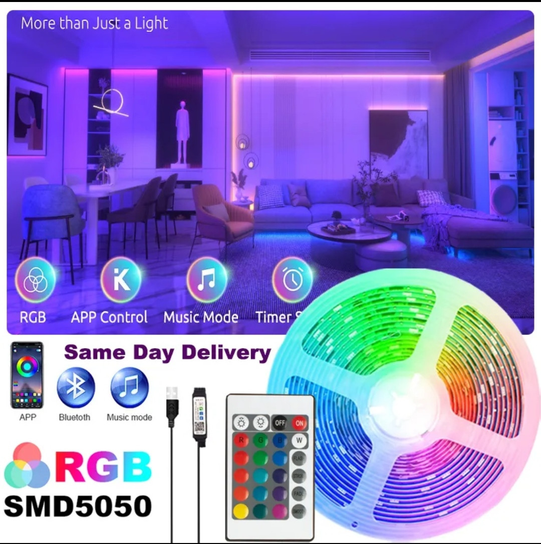 Светодиодная лента USB многоцветная RGB 5 м c пультом, управление с телефона  (ID#1857963539), цена: 199 ?, купить на Prom.ua