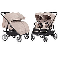 Коляска прогулочная для двойни бежевая Carrello Connect CRL-5502 Cotton Beige