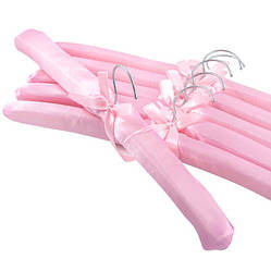 Плічка вішалки м'які тканинні (атласні) для делікатних речей, суконь, блузок рожеві, 6 шт