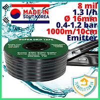 Эмиттерная капельная лента 1000м лента для капельного орошения эмиттерного типа 8 mil шаг 10 см SUPER DRIP TAP