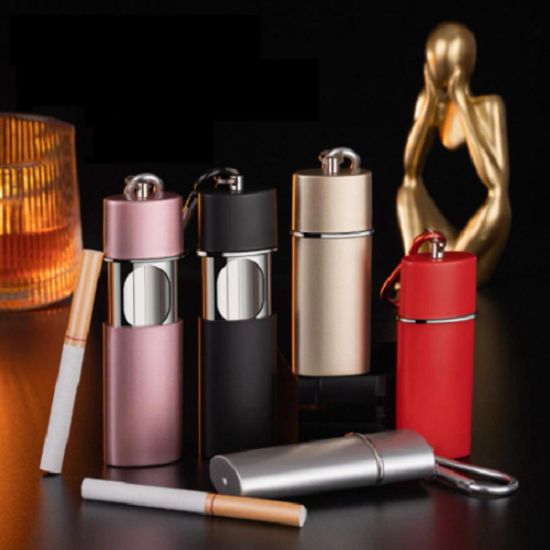 Мініпепельниця брелок із неіржавкої сталі портативна кишенькова попільничка для сигарет із карабіном