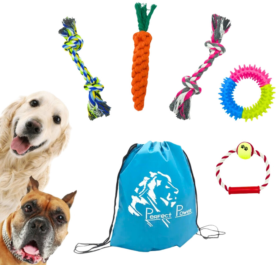 Набір жувальних іграшок для собак із сумкою New Perfect Power Іграшки для великих та маленьких собак у наборі