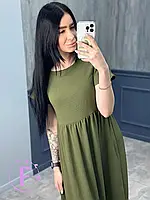 Платье для лета цвета хаки свободного кроя