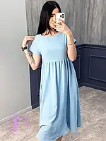 Платье женское с коротким рукавом свободное голубого цвета