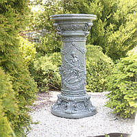 Садова скульптура Колона кругла з ангелами зелений граніт 81х39х39 см Гранд Презент ССПГ00003-2 Зелений