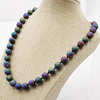 Буси халькопирит мультиколір, намистина 10 мм, довжина бус 46 см