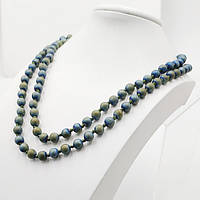Буси халькопирит синьо-зелений, намистина 8 мм, довжина бус 120 см