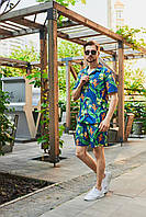 Чоловічий літній пляжний костюм сорочка з шортами літній комплект шорти та сорочка