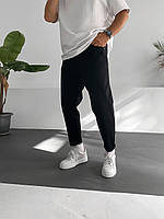 Мужские стильные свободные джинсы МОМ базовые чёрного цвета