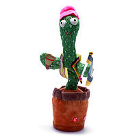 Танцюючий кактус, що співає, з мікрофоном Олег Патріот Dancing Cactus з підсвічуванням 32 см (Без цензури) повторюшка і USB