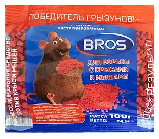 Родентицид від мишей гранула 100г /12 шт BROS