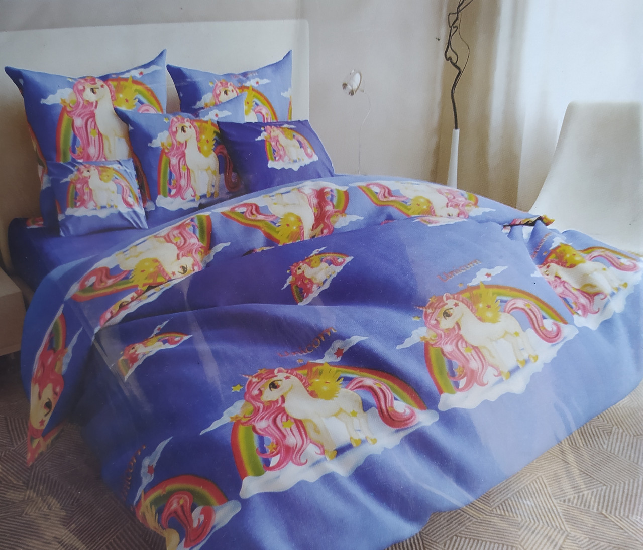 Комплект постільної білизни полуторний "Єдиноріжки", фото 1
