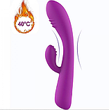 Вібратор силіконовий із відростком, Вібратор кролик із подвійною стимуляцією, Вібратор стимулятор стимулятор з підігрівом, Інт, фото 4