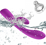 Вібратор силіконовий із відростком, Вібратор кролик із подвійною стимуляцією, Вібратор стимулятор стимулятор з підігрівом, Інт, фото 5