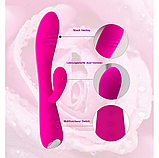 Вібратор силіконовий із відростком, Вібратор кролик із подвійною стимуляцією, Вібратор стимулятор стимулятор з підігрівом, Інт, фото 6