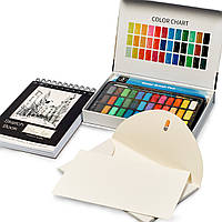 Акция! Набор для рисования акварельные краски с акварельной бумагой + скетчбук на 50 листов А5 "Lv"