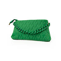 Сумка женская стильная, качественная красивая стеганая сумочка с ручкой-цепочкой, женский клатч, Зеленый "Lv"