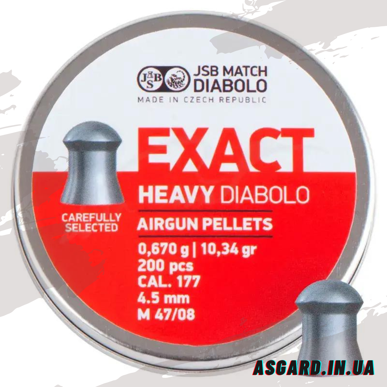 Кулі JSB Exact Heavy 4.52 мм, 0.67 г, 200 шт. ASG