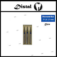 Стоматологический бор алмазный TF-20 для турбинного наконечника 21 мм Конусообразный, плоский кончик