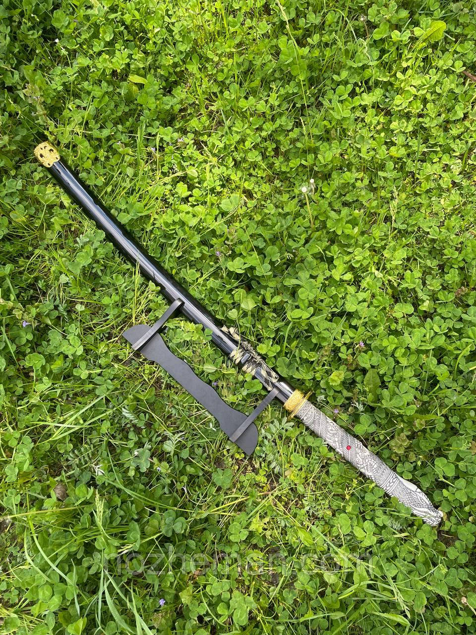 Самурайський меч Катана Дракон, з підставкою у комплекті, елітний подарунок чоловікові, фото 1