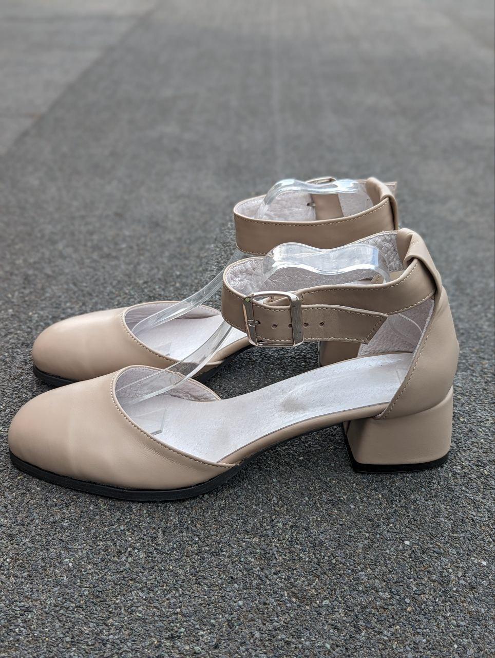 STTOPA Розміри 36-44. Босоніжки великих розмірів шкіряні. Каблук 4,5 см. 154-3644-45-1 Бежеві, фото 1