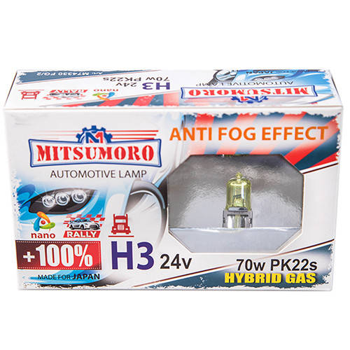 Автолампа MITSUMORO Н3 12v 55w Pk22s +50 super white xenon effect (птф ...
