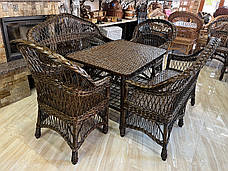 Набір темних плетених меблів з лози «Простий 3»: стіл, 2 крісла, 2 дивани, фото 2