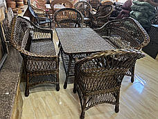Набір темних плетених меблів з лози «Простий 3»: стіл, 2 крісла, 2 дивани, фото 4