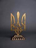 Тризуб на полицю металевий на підставці позолочений, фото 4