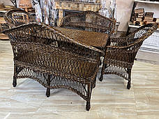 Набір темних плетених меблів з лози «Простий 3»: стіл, 2 крісла, 2 дивани, фото 3