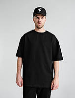 Футболка оверсайз мужская черная, мужская однотонная футболка BAZA черного цвета