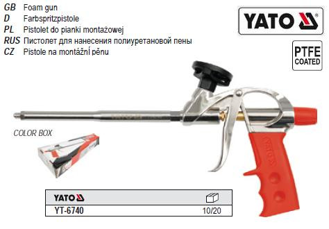 Пистолет YATO пістолет для пени монтажної піни YT-6740