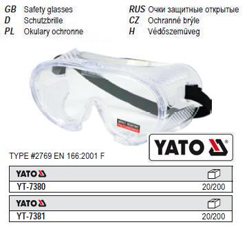 Очки YATO окуляри захисні прозорі YT-7381