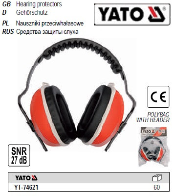 Навушники навушники протишумові 27 дБ YATO-74621