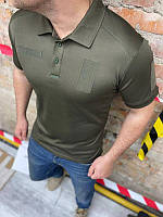 Поло футболка мужская хаки олива с липучками для шеврона L
