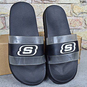 Шльопанці жіночі Luck Line, Чорні силіконові шльопанці на пінковій підошві