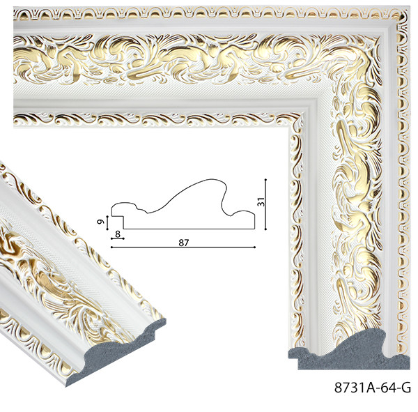 пластикова рама Білий з золотою патиною