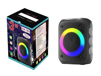 Колонка з LED-підсвічуванням музична портативна Bluetooth AM-303 LS-AM303