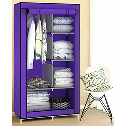 Тканинна шафа для речей Storage Wardrobe 88105 складаний гардероб 2 секції, 105 х 45 х 170 см Фіолетовий