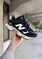 Черные замшевые женские кроссовки New Balance 9060 Black White