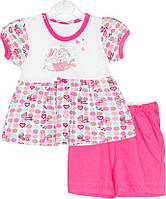Комплект футболка и шорты "Кексик" для девочки, молочный с розовым - Twetoon