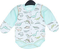 Боди с наружными швами "Динозаврики" для мальчика, ментоловое с белым - Сюзана