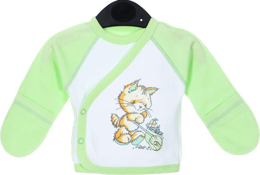 Дитяча сорочечка "Котик" для хлопчика, біла із салатовим — Лялька