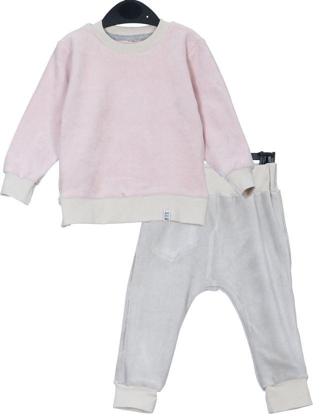 Комплект велюровий кофта та штани для дівчинки, сіро-рожевий — Ardomi