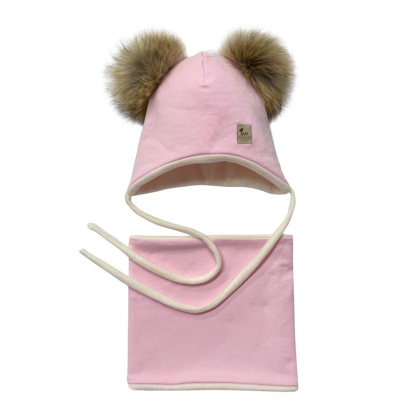 Комплект зимова шапка та снуд для дівчинки, ніжно-рожевий — Babydream