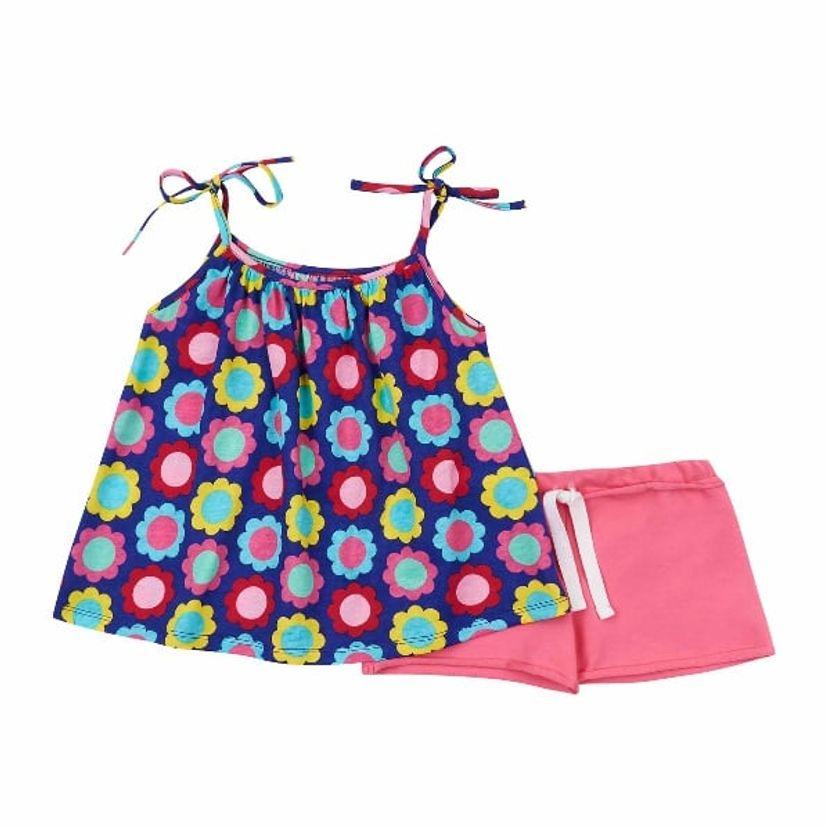 Комплект "Квіти" майка та шорти для дівчинки, фіолетовий — Соня