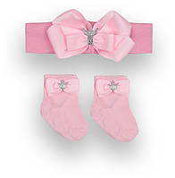 Ободок Комплект детский ободок с носками для девочки GABBI КТ-21-103-1 Принцесса Розовый 6-12 месяц (13097)