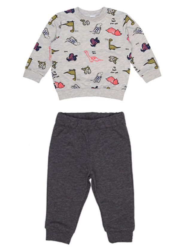 Комплект "Діно" кофта та штани для хлопчика, сірий — Татошка