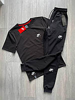 Спортивный костюм Nike мужской летний черный футболка штаны премиум качество молодежный Турция